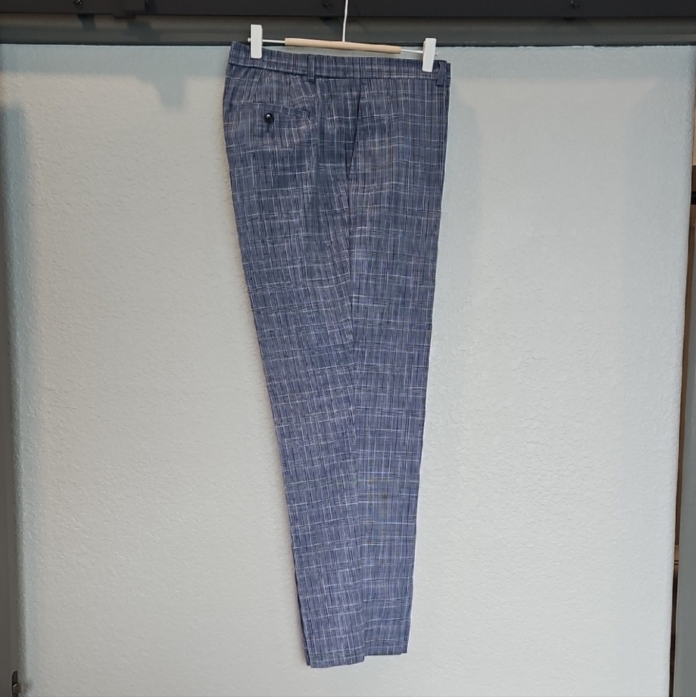 Men's Classic Blue Checkered Dress Pants